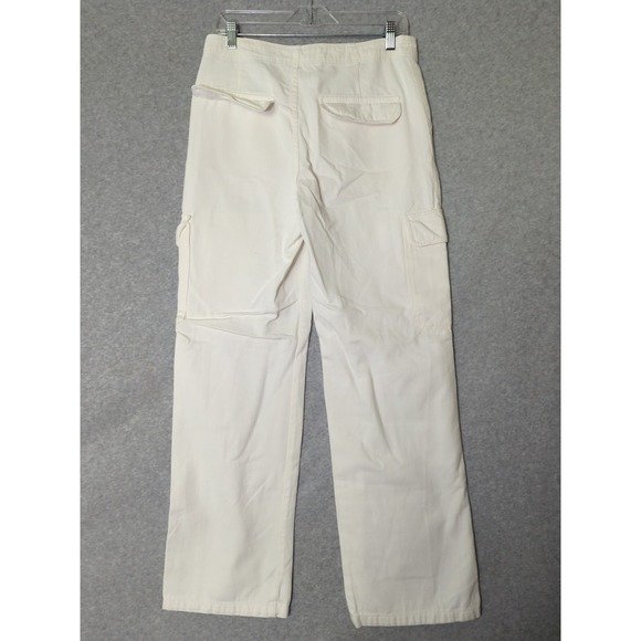 Zara Women's Wide‎ Leg Cargo Pants 8 M Cream 100% Cotton Street Y2K - Picture 4 of 9